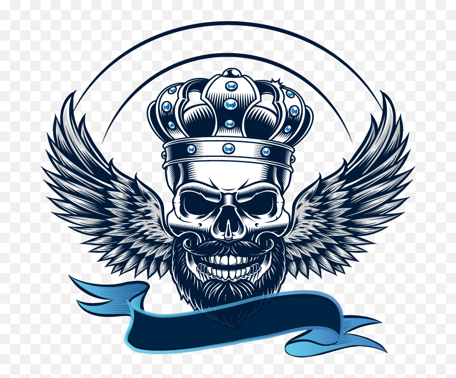 Online Retro Tattoo Skull Logo With Wings And A Crown Emoji,With A Crown Emotion