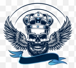 Online Retro Tattoo Skull Logo With Wings And A Crown Emoji,With A Crown Emotion