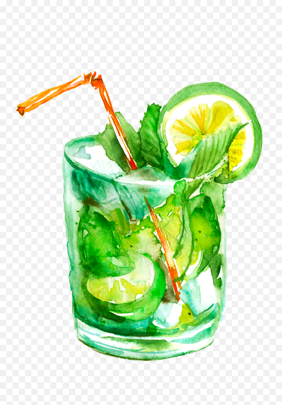 Popular And Trending - Transparent Watercolor Cocktail Emoji,Mojito Emoji