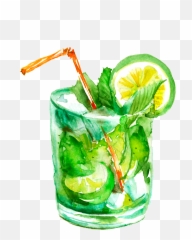 Popular And Trending - Transparent Watercolor Cocktail Emoji,Mojito Emoji