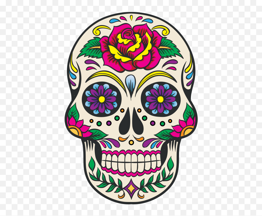 Png Sugar Skull Artwork Skull Artwork Skull Painting - Sugar Skull Emoji,Skull And Bones Emoji
