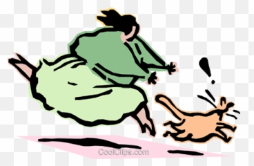 Woman Chasing Cat Royalty Free Vector Clip Art Illustration Emoji,Cat Emotions Illustration