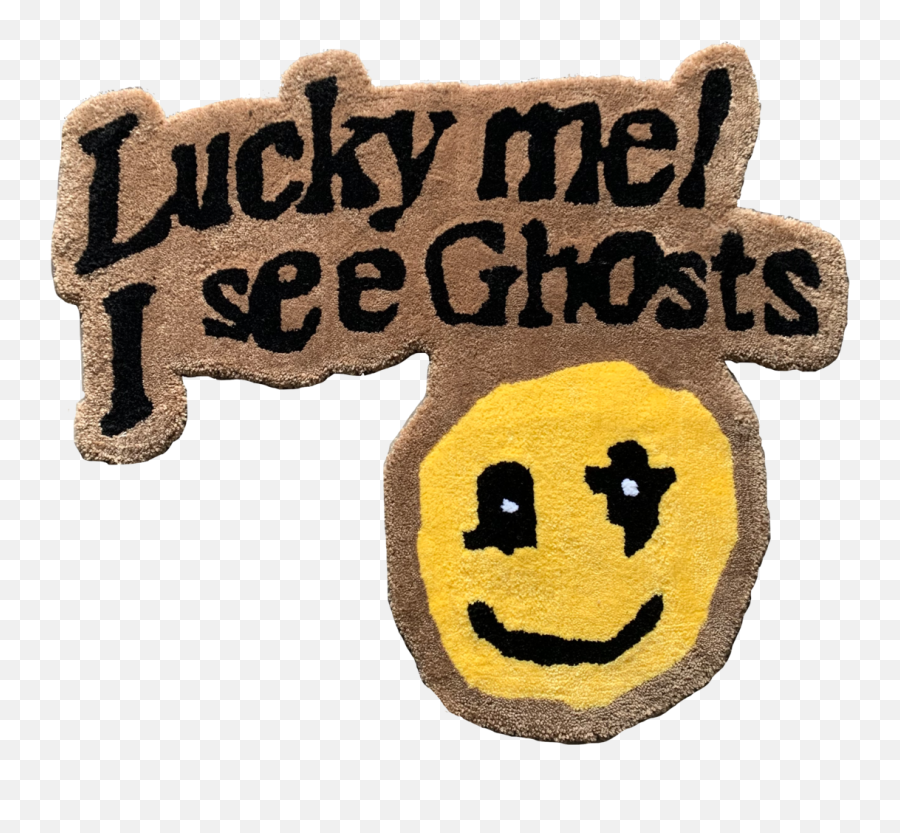 Lucky Me I See Ghosts Smiley Rug U2013 Chaos Theory Supply - Happy Emoji,No Thanks Emoticon