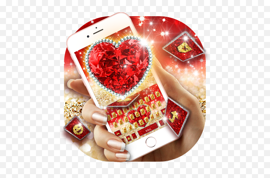 Golden Red Luxury Heart Keyboard Theme U2013 Apps On Google Play - Portable Communications Device Emoji,Dripping Heart Emoji