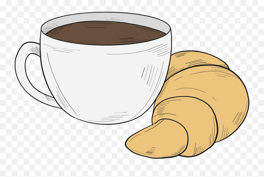 Coffee With Croissant Clipart Free Download Transparent - Coffee Cup With Croissant Clipart Png Emoji,Coffee Cup Emoji