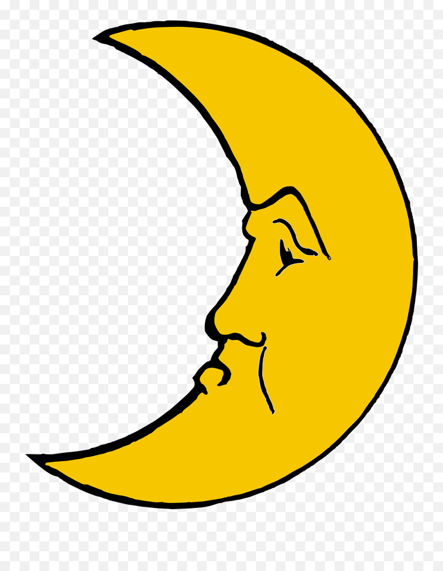 Mooncrescentfaceyellowgolden - Free Image From Needpixcom Crescent Moon Cartoon Emoji,Moon Phases And Emotions