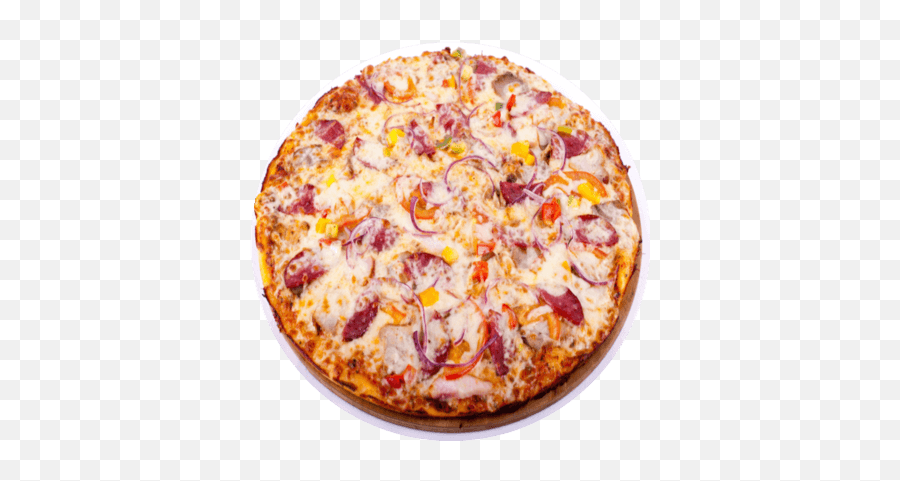 Download A Pizza With Pepperoni Mushrooms Green Peppers - Pepperoni W Mushroom Pizza Png Emoji,Mushrooms Emoji