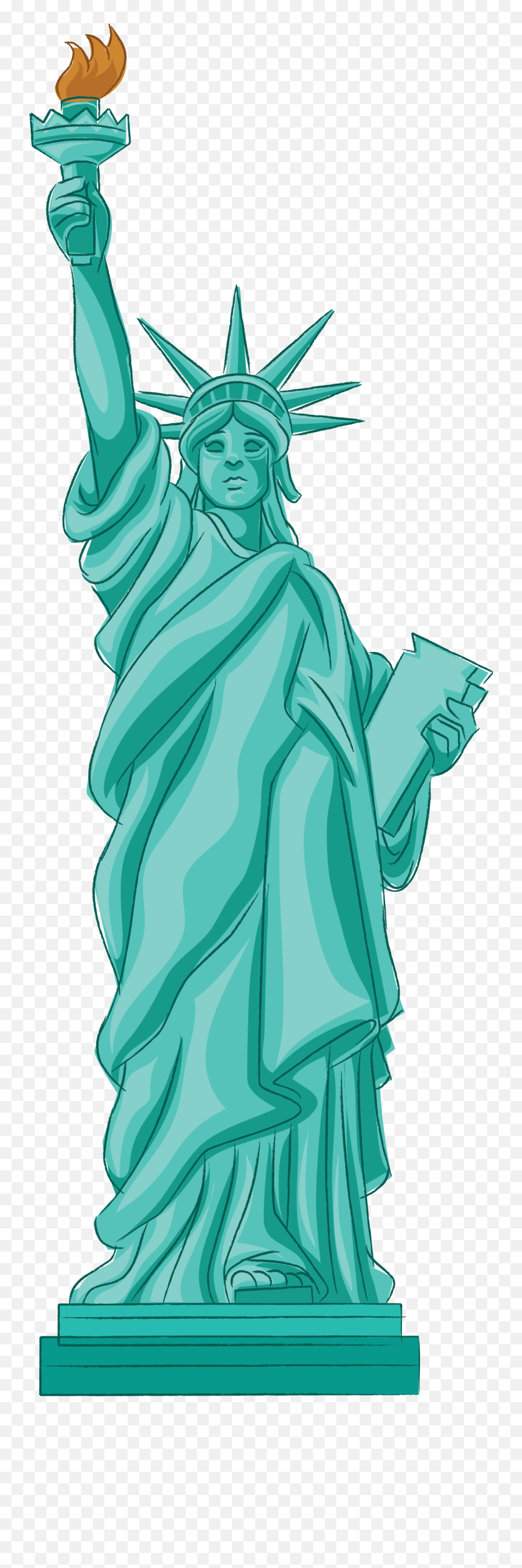 Painted Blue Statue Of Liberty With - Clip Art Statue Of Liberty Cartoon Emoji,Statue Of Liberty Emotions Of Surprised