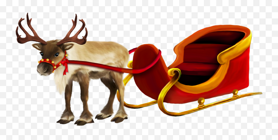 Reindeer And Sleigh - Santas Sleigh Png Emoji,Sleigh Emoji