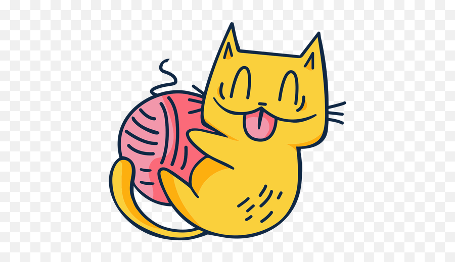 Simple Cartoon Cute Cat With Ball Transparent Png U0026 Svg Vector Emoji,Tiny Anime Cat Paw Emoticon