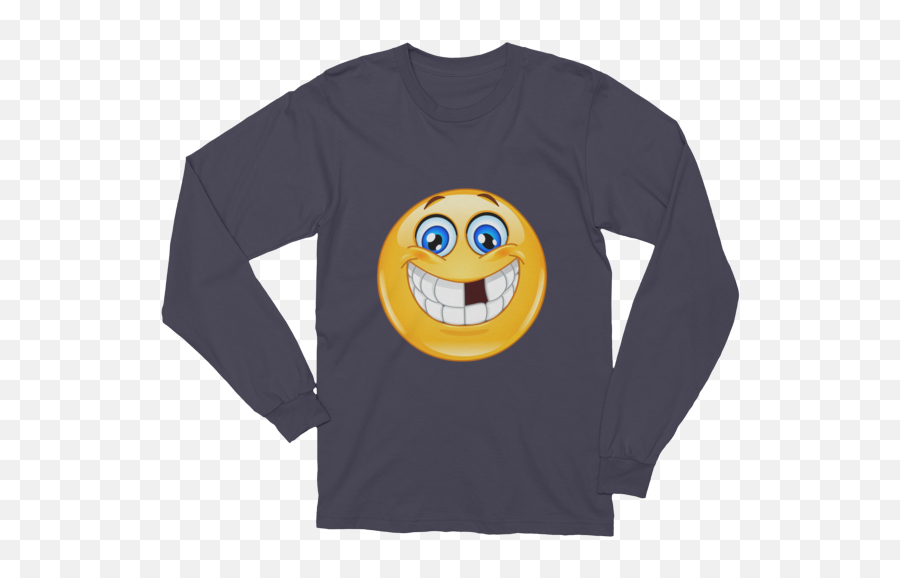 Unisex Emoji With Missing Teeth Long Sleeve T - Shirt 2021 Fashion Trends What Devotion Coolest Online Fashion Trends Supreme Kai Shirt Black,Zip It Emoji