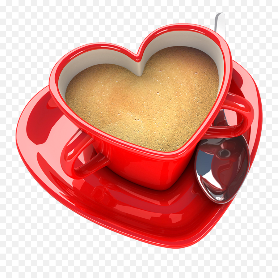 Red Coffee Cup With Heart Png Clip - Art Free Download Friend Love Good Morning Emoji,Coffee Cup Emoji