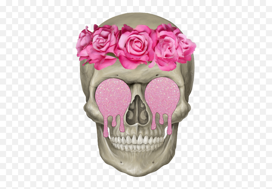 Flower Flowercrown Skull Sticker - Skeleton Head Png Emoji,Skeleton Emojis And Flower Emojis