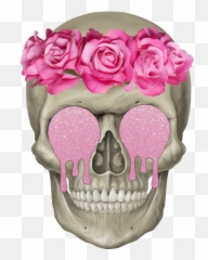 Flower Flowercrown Skull Sticker - Skeleton Head Png Emoji,Skeleton Emojis And Flower Emojis