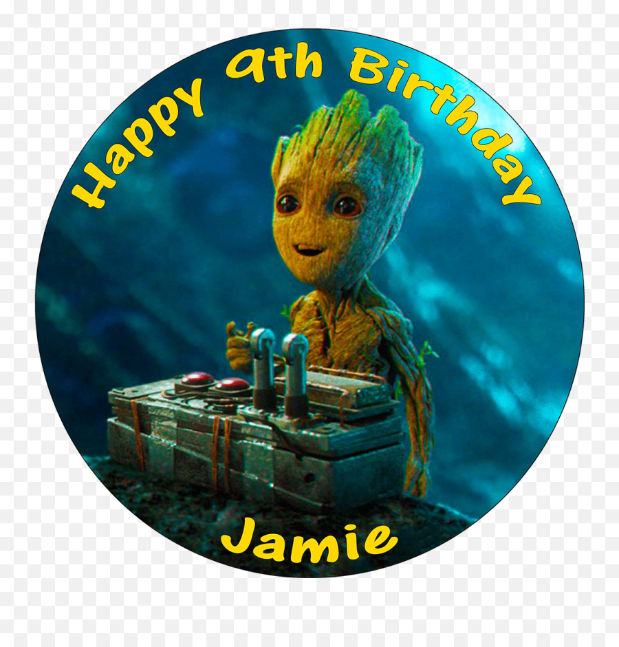 Guardians Of The Galaxy Baby Groot Edible Round Cake Topper - Cake Topper Baby Groot Emoji,Groot Emoji Facebook