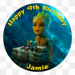 Guardians Of The Galaxy Baby Groot Edible Round Cake Topper - Cake Topper Baby Groot Emoji,Groot Emoji Facebook