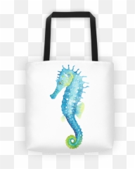 Watercolor Seahorse Tote Bag - Watercolour Seahorse Full Watercolour Seahorse Emoji,Facebook Emoticons Seahorse