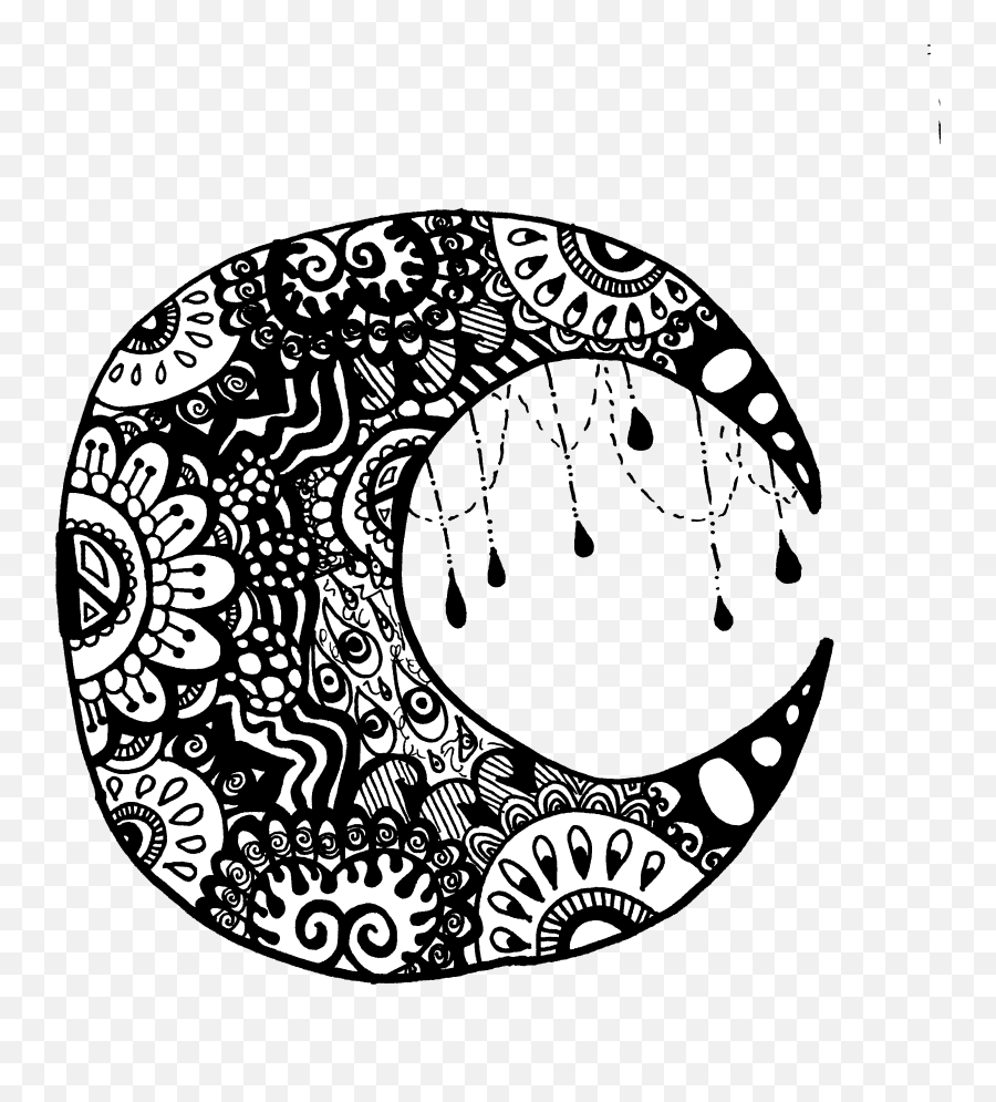Gypsy Moon Zentangle Moon - Crescent Moon Zentangle Doodle Emoji,Gypsy Emoji
