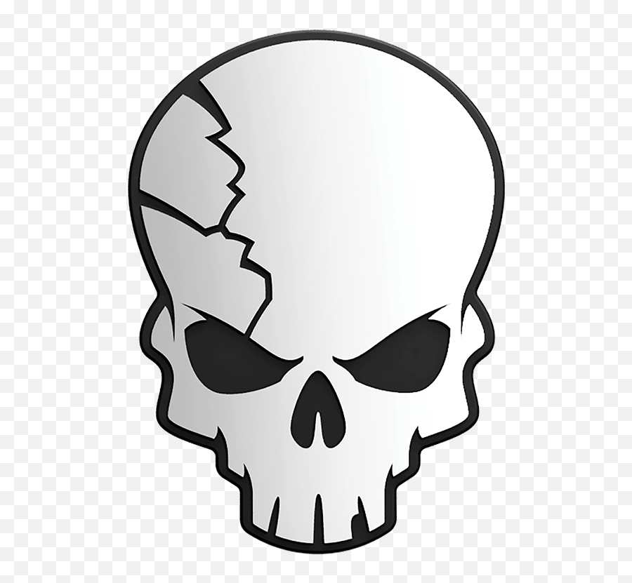 Cracked Skull 3d Chrome Plated Sticker - Skull Clipart Emoji,Skull Emoji