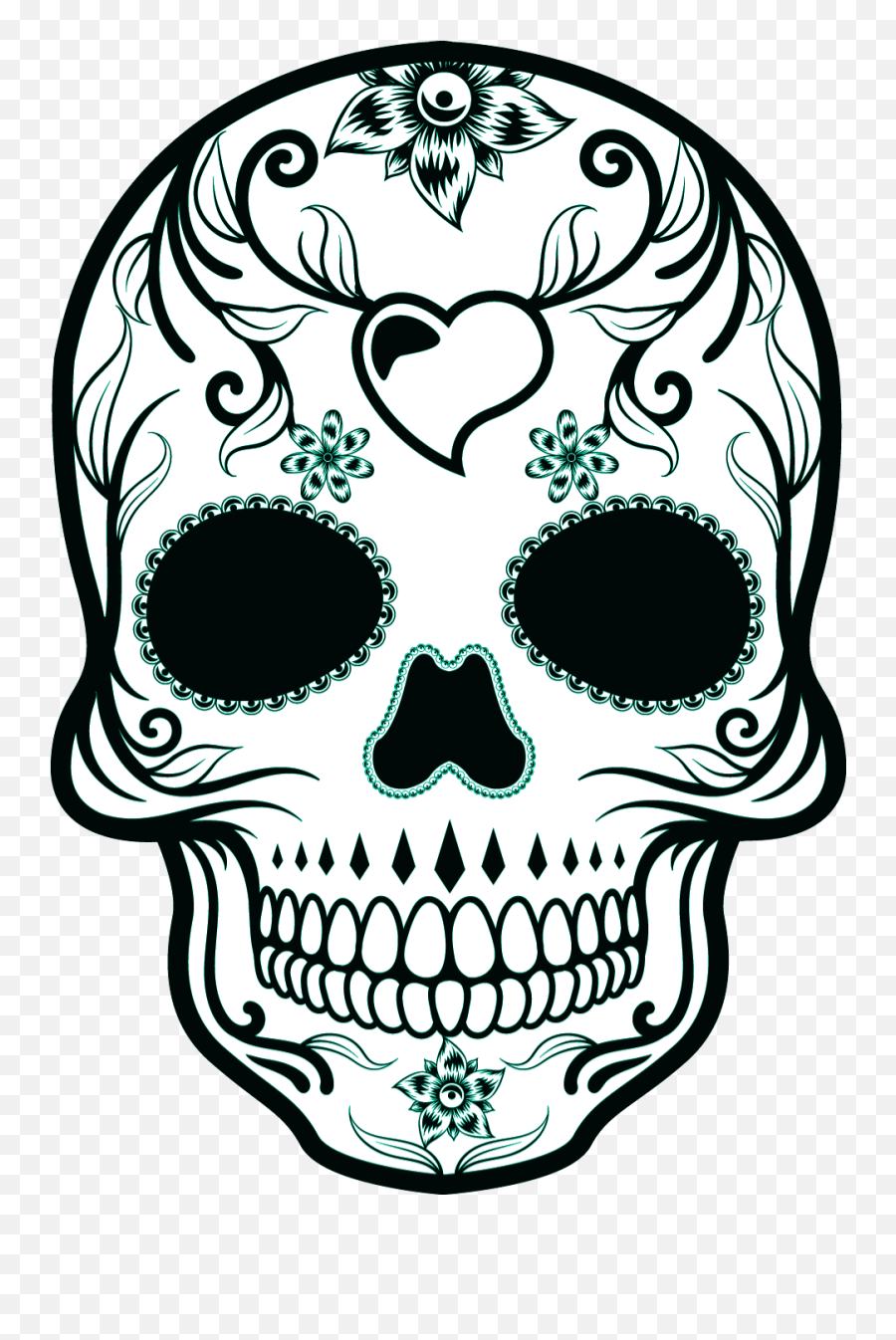 Mq Green Skull Skulls Head Sticker By Marras - Sugar Skull Drawing Emoji,Skull Head Emoji