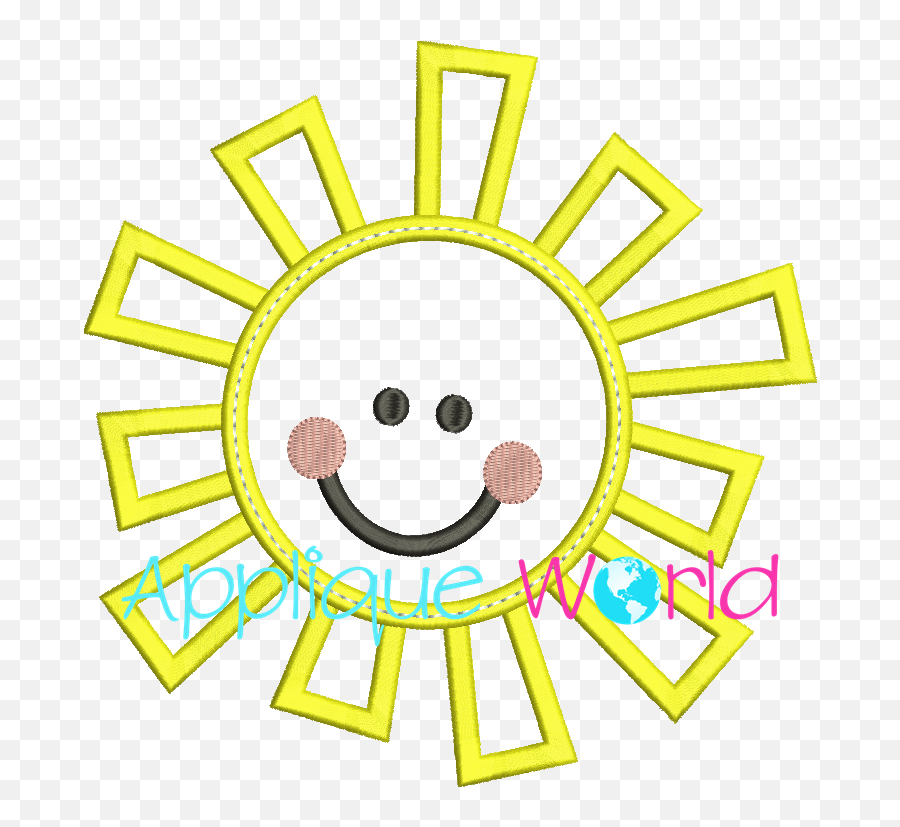 Happy Sun Applique Embroidery - Beautiful Night Beast Emoji,Whale Face Emoticon