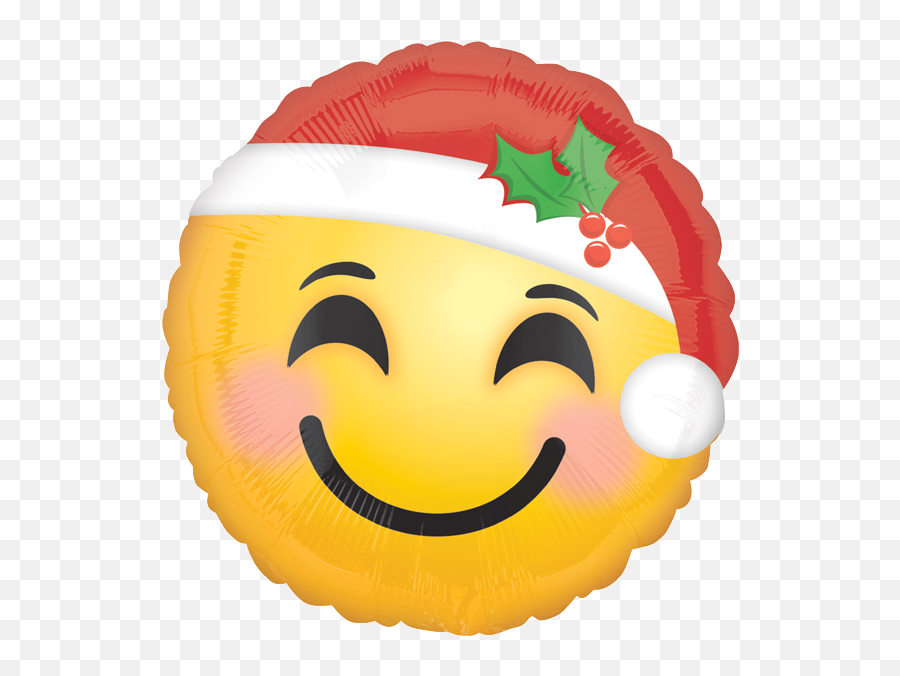 1 Folienballon - Ø 45cm Weihnachtlicher Smiley Emoji With Santa Hat,Ø = Emoticon