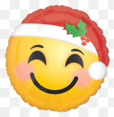 1 Folienballon - Ø 45cm Weihnachtlicher Smiley Emoji With Santa Hat,Ø = Emoticon