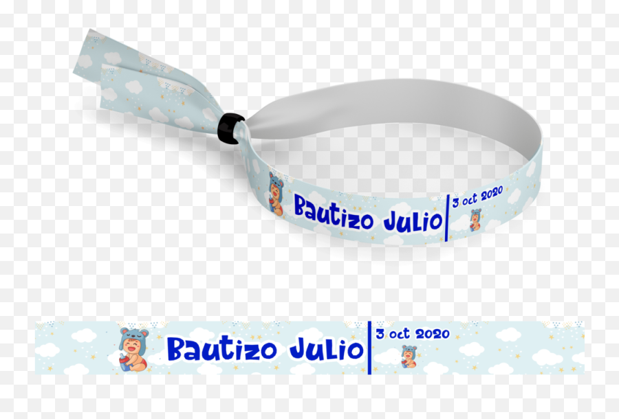 Pulseras De Tela Bautizos - Pulseras Tela Personalizadas Bautizo Emoji,Emojis Para Pulseras Con Nombre