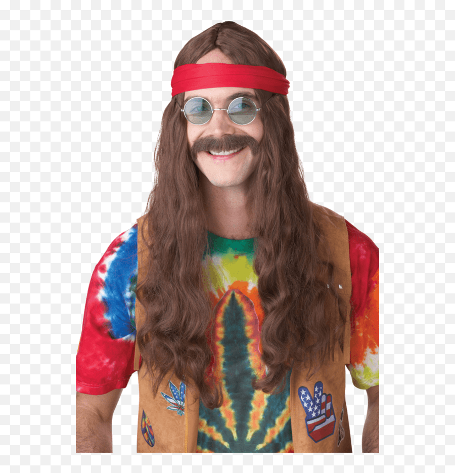 Download Hippie Man Wig - Hippie With Long Hair Png Image Emoji,Wig Emojis