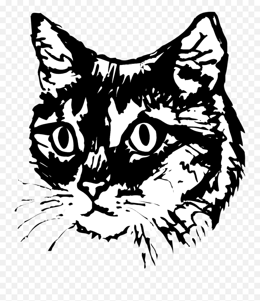 Library Of Cat Face Jpg Black And White Library Transparent - Black And White Cat Head Artwork Emoji,Cat Emojis Wikimedia Commons