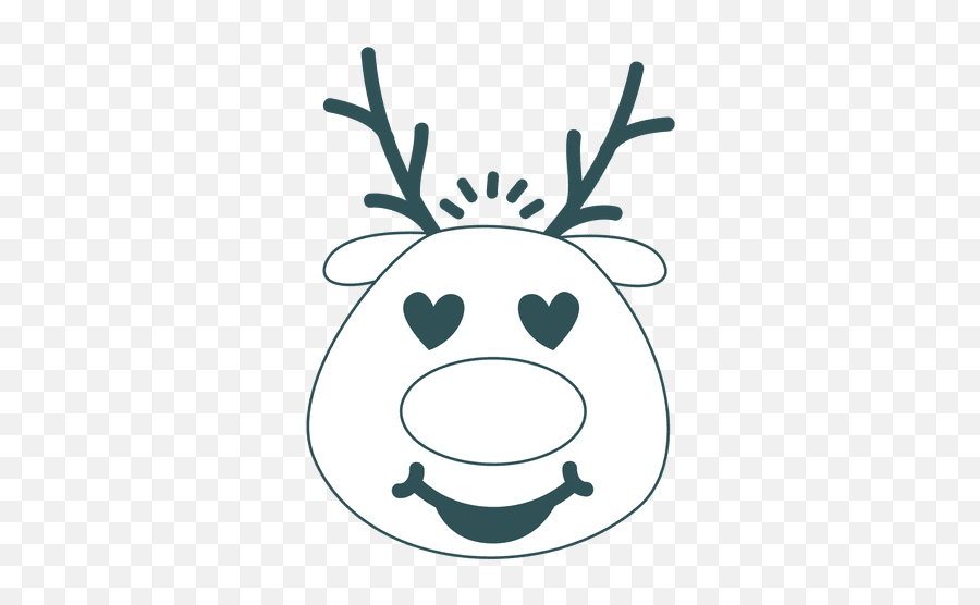 Heart Eyes Reindeer Face Green Stroke Emoticon 42 - Santa Heart Eyes Emoji,Sparkly Eyes Emoji