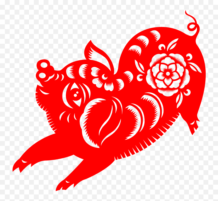 Chinese New Year Paper - Cut Pig 2019 Vector Free Vector Chinese New Year Pig Png Transparent Emoji,Emoji Lunar New Year Golden Pig