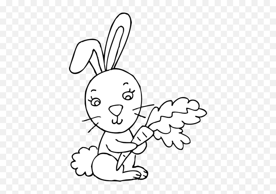 Rabbit Clipart Black And White Rabbit - Rabbit Cartoon Png Black And White Emoji,Rabbit Emoticon Transparent Black And Wite