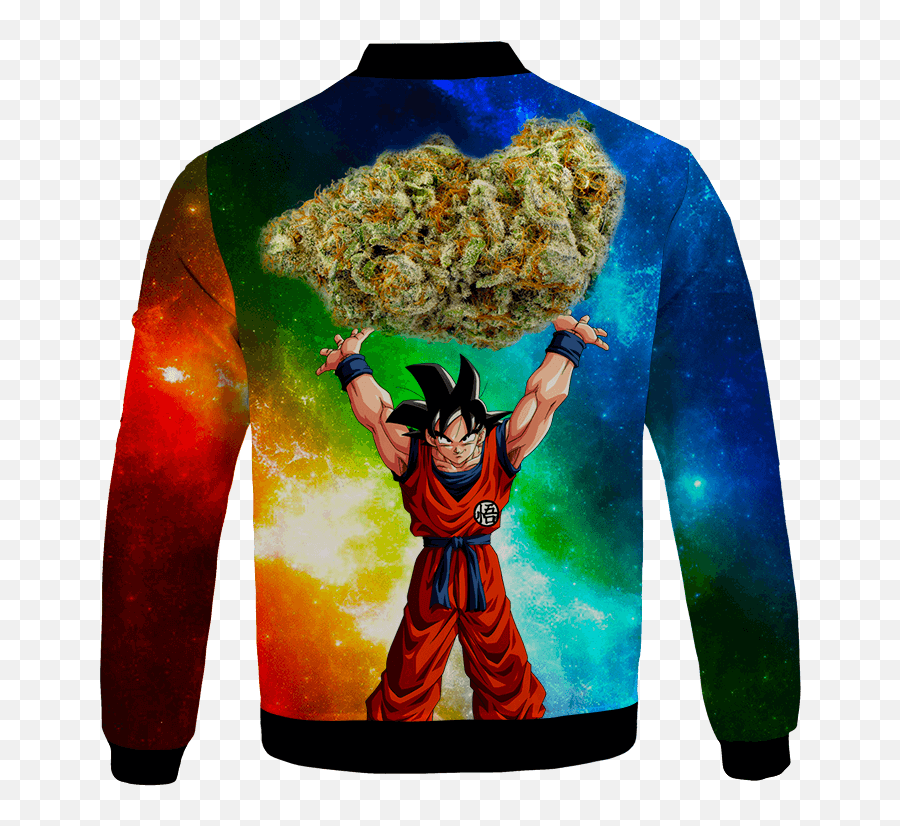 Dbz Goku Spirit Bomb Ganja Weed Colorful Bomber Jacket Emoji,Dbz Goku Emoticon Spirit Nomb