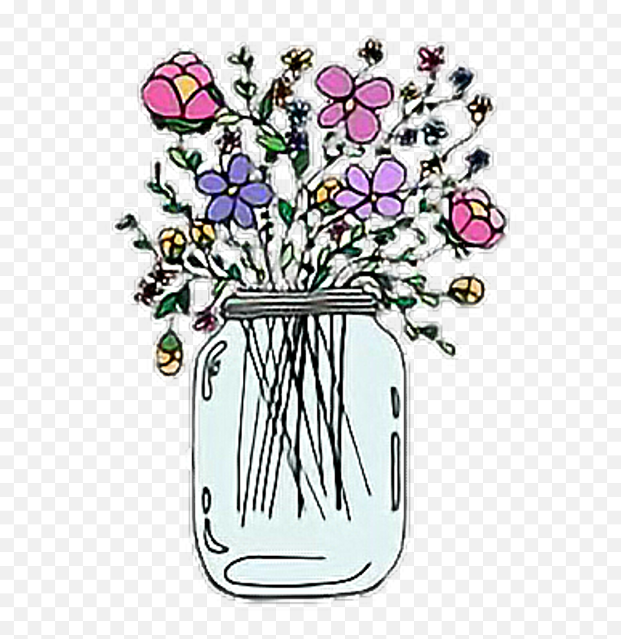 Mason Jar With Flowers Sticker Clipart - Flower Sticker Emoji,Mason Jar Emoji