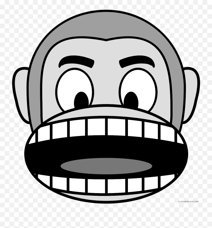Monkey Emojis Animal Free Black White Clipart Images - Big Mouth Clipart Black And White,Emojis Animals
