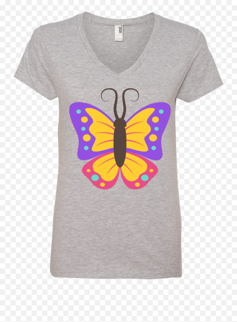 Beautiful Butterfly Emoji Ladiesu0027 V - Neck Tshirt U2013 Wind Vandy,Butterfly Emoji Png