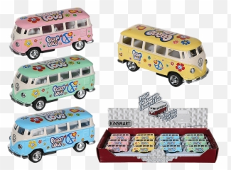 Official Volkswagen Diecast Kinsmart Vw T1 Bus 1962 Peace U0026 Love 65cm - Volkswagen Type 2 Emoji,Vw Hippie Emoji