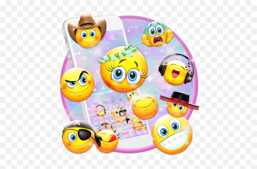 Glossy Emoji Keyboard Theme - Happy,Stalker Emoji