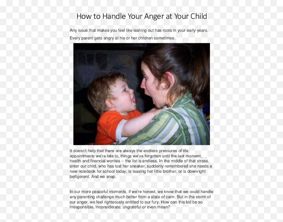 Pdf How To Handle Your Anger At Your Child Maheen Fatima - Hug Emoji,Little Pillows To Help Kids Express Emotion