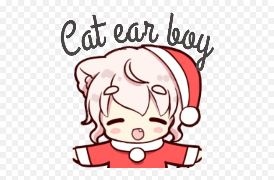 Sticker Maker - Cat Ear Boy Christmasbyyessy Fictional Character Emoji,Heart Emojis With Ears