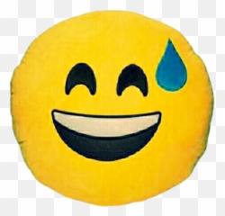 Emoji Cushion Of Smiling Face With Open Mouth And Cold Sweat,Grinning Face With Sweat Emoji
