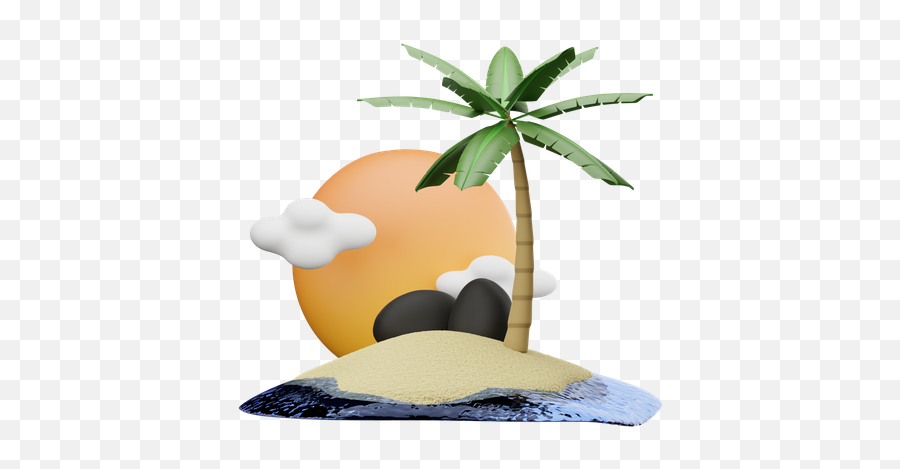 Premium Island 3d Illustration Download In Png Obj Or Blend Emoji,Palm Tree Island Emoji