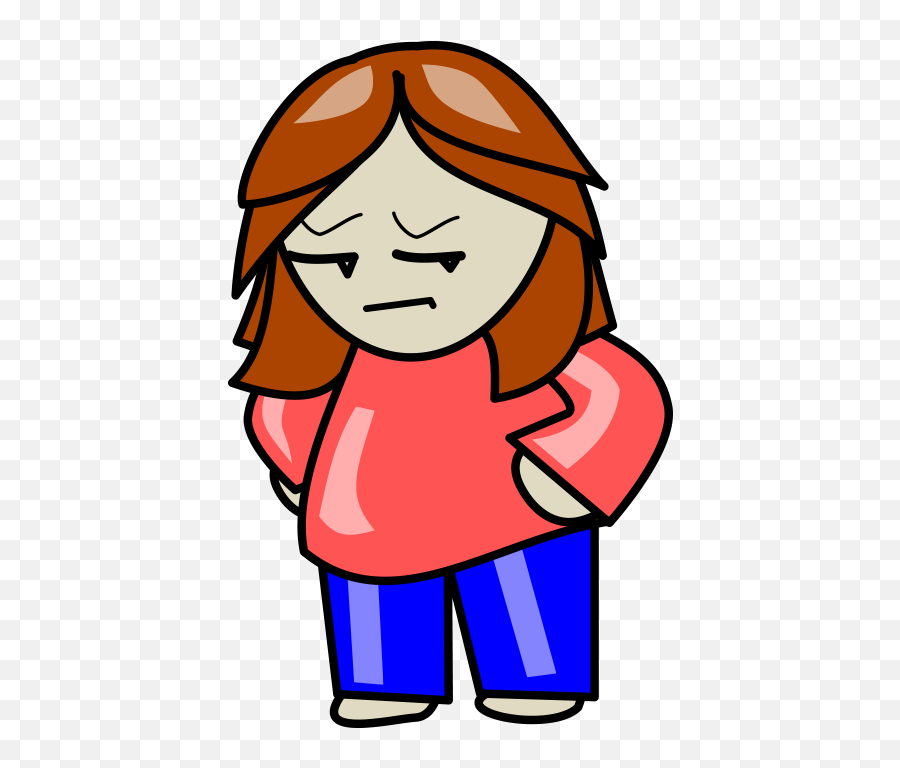 Girl With Hands On Hips And Sad Or Angry Face - Student Angry Face Of Cartoon Emoji,Two Girl Emoji