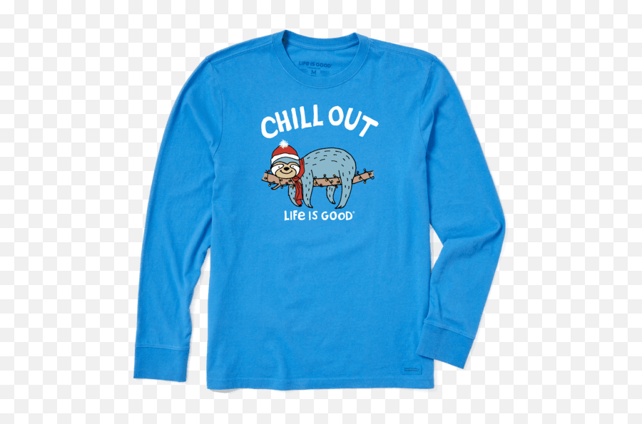 Menu0027s Holiday Chill Out Sloth Long Sleeve Crusher Tee Life Emoji,Sloth Emotion Chart