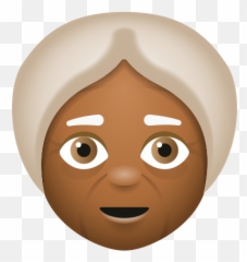 Old Woman Medium Dark Skin Tone Icon - Black Grandpa Emoji Transparent Background,Grandma Emoji
