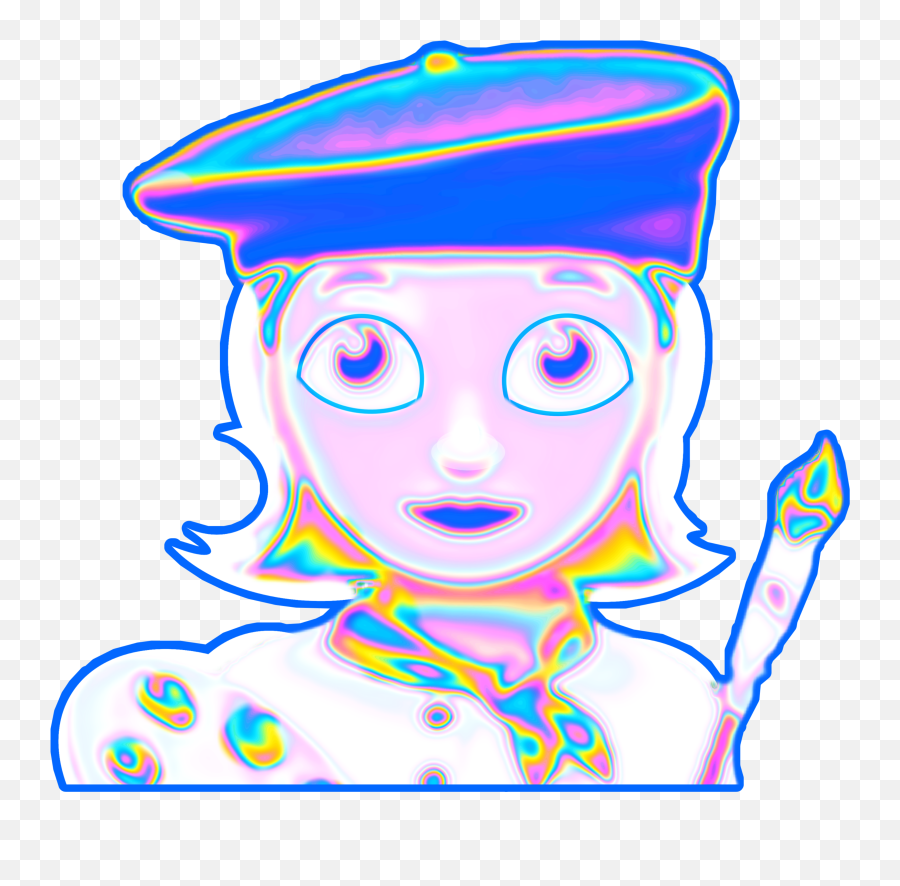 Holographic Artist Emoji Sticker - Peaked Cap,Artist Emoji