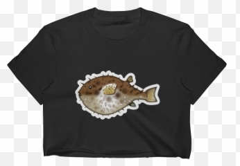 Emoji Crop Top T Shirt - Crew Neck,Pufferfish Emoji