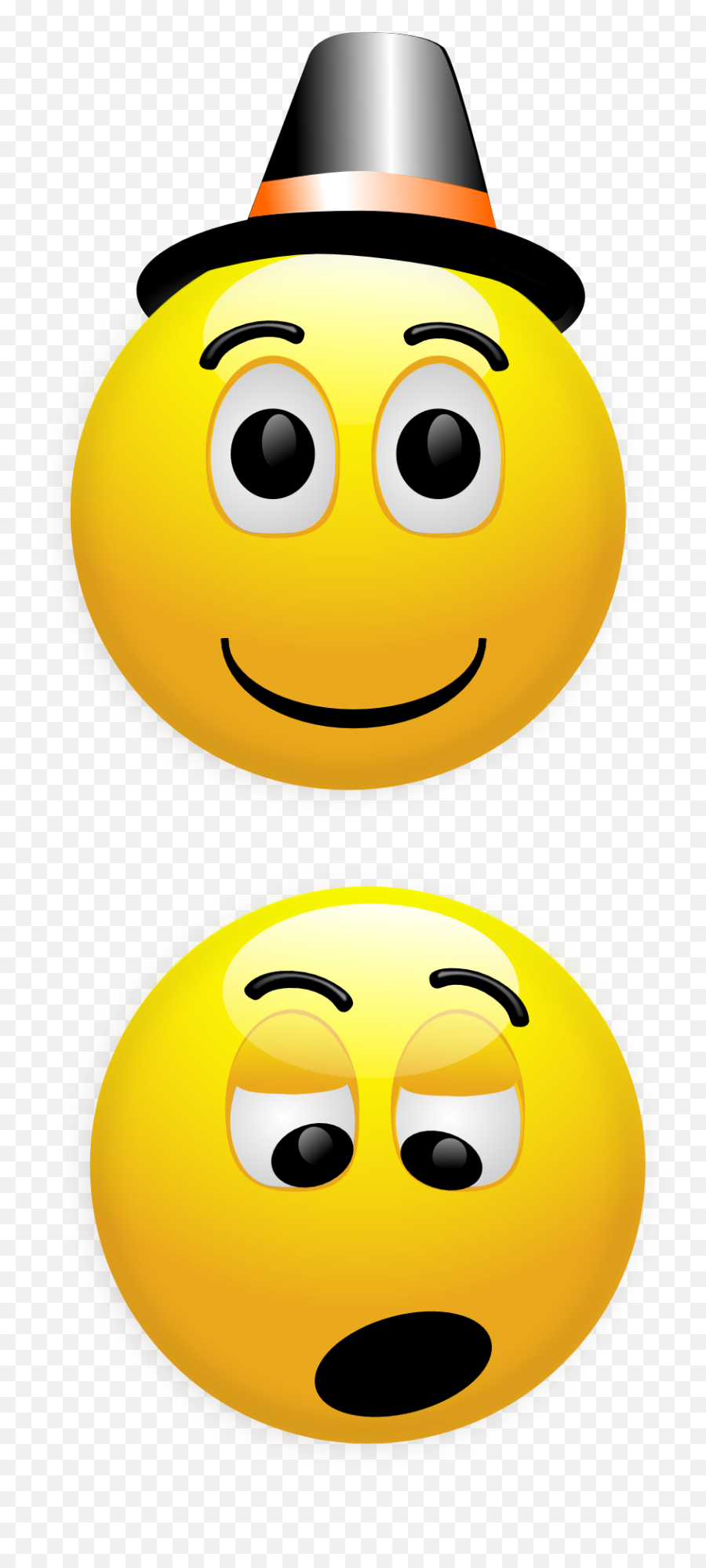 Black Hat Smiley And Surprised Smiley - Happy Smiley Emoji,Emoji With Tongue Out To The Side