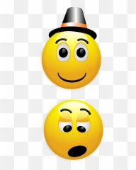 Black Hat Smiley And Surprised Smiley - Happy Smiley Emoji,Emoji With Tongue Out To The Side